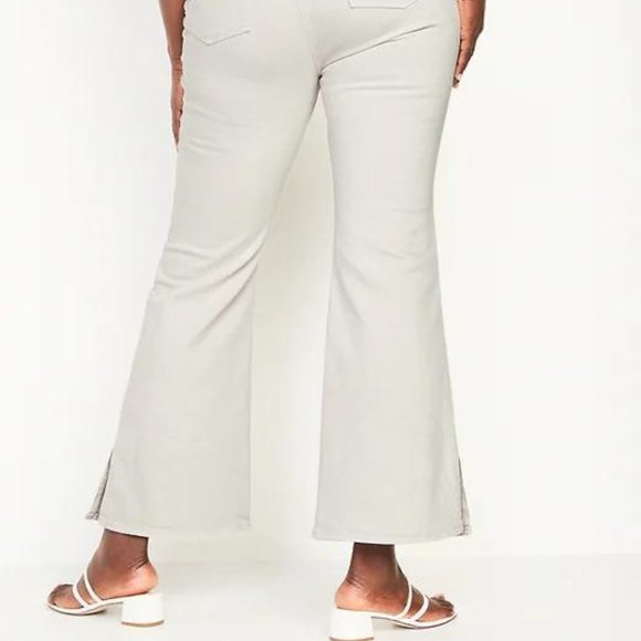 Old Navy Higher High-Rise Off-White Side-Split Flare Jeans for Women New - Picture 8 of 12